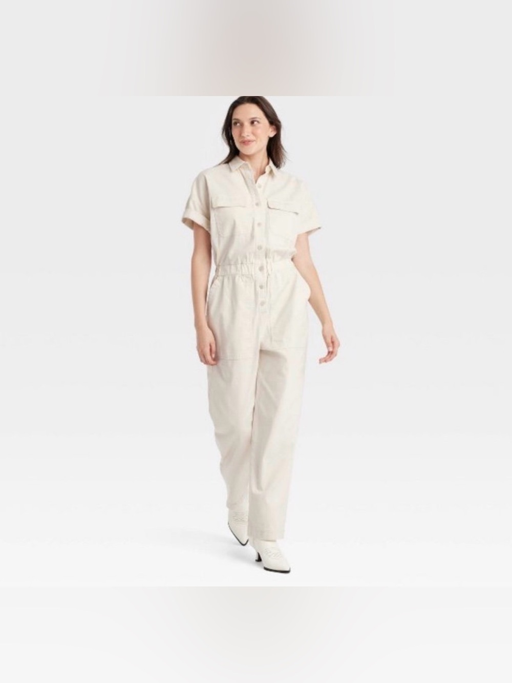 NWT Universal Thread Women’s Cream Utility Jumpsuit size 6